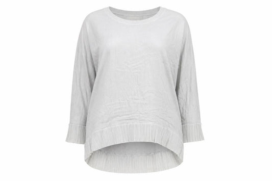 A Postcard From Brighton Women's Grey Tunic Top Size 12 Relaxed Fit Pleated Hem
