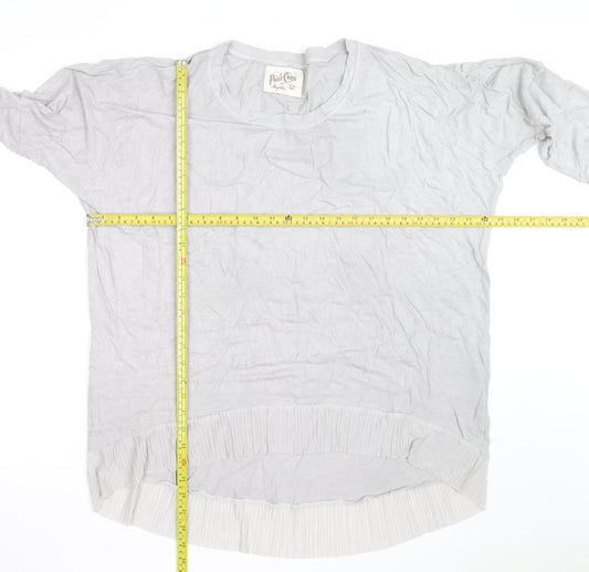 A Postcard From Brighton Women's Grey Tunic Top Size 12 Relaxed Fit Pleated Hem