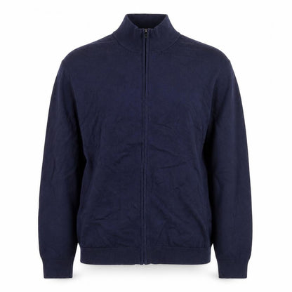 MNG Men’s Blue Full Zip Cotton Jumper Size M Mock Neck