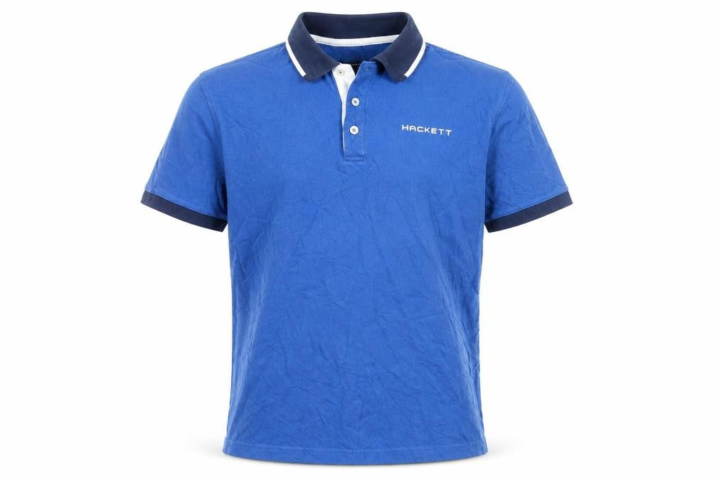 Hackett Golf Men's Blue Cotton Polo Shirt L Short Sleeve