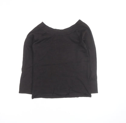 Hobbs Women’s Black Cotton Boat Neck Pullover Jumper Size 12