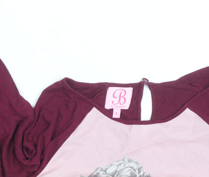 Ted Baker Women’s Pink Floral Long Sleeve Jersey Top Size 8