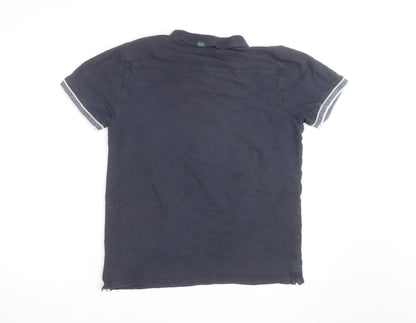 Racing Green Men's Blue Cotton Short Sleeve Polo Shirt Size M