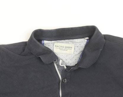 Racing Green Men's Blue Cotton Short Sleeve Polo Shirt Size M