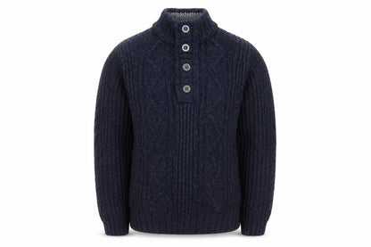 Next Men’s Blue Cable-Knit Henley Jumper L Wool Blend