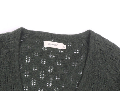 Howies Women Green Lambswool Open Knit Cardigan Size 10