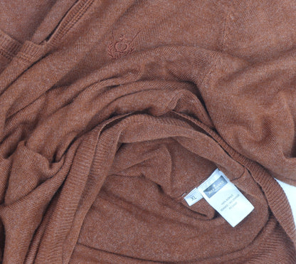 Jeff Banks Men's Brown Acrylic V-Neck Jumper XL Regular Fit
