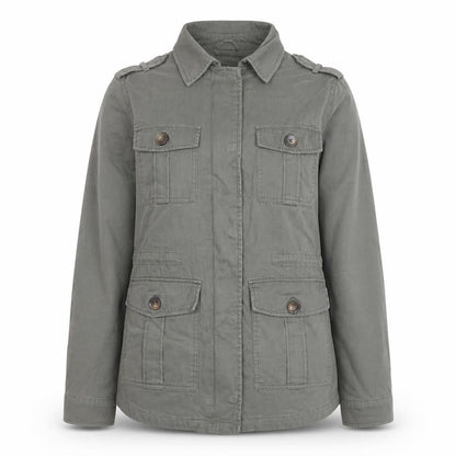 New Look Women's Green Military Jacket Size 10 Cotton Casual