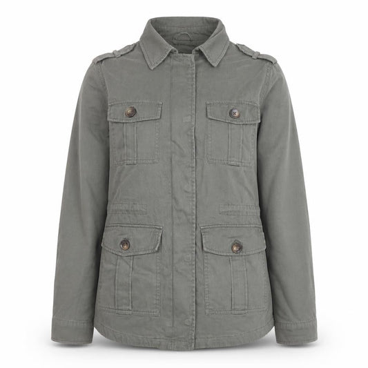New Look Women's Green Military Jacket Size 10 Cotton Casual
