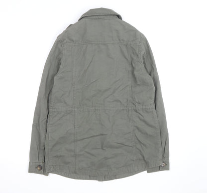 New Look Women's Green Military Jacket Size 10 Cotton Casual
