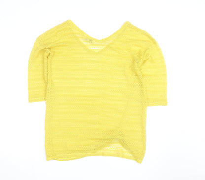 Next Women’s Yellow Knit V-Neck 3/4 Sleeve Pullover Jumper Size 12