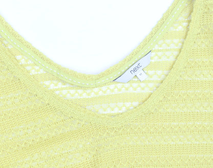 Next Women’s Yellow Knit V-Neck 3/4 Sleeve Pullover Jumper Size 12