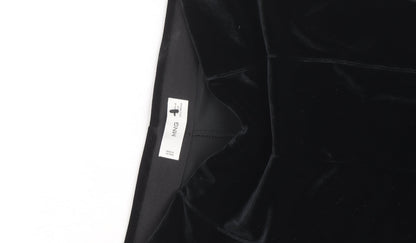 Mango Women Black Velvet Wide-Leg Trousers Size M