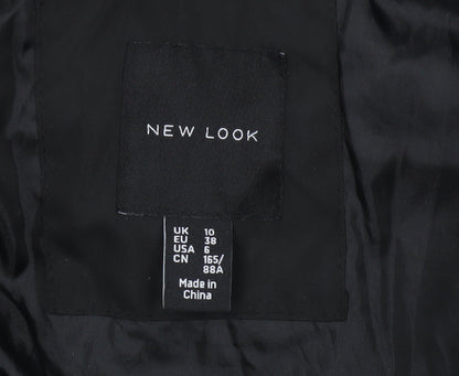 New Look Women's Black Long Puffer Coat Size 10 Hooded Belted Winter Jacket