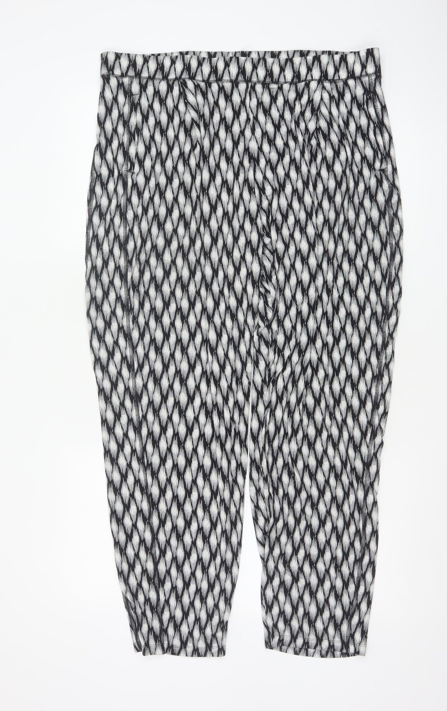 Marks and Spencer Womens Black Geometric Tapered Jersey Trousers Size 18