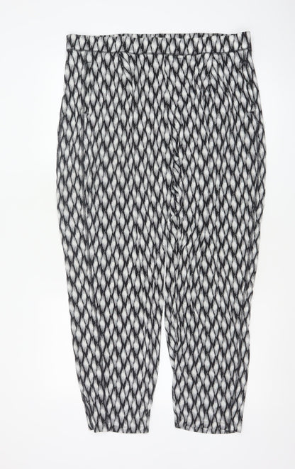 Marks and Spencer Womens Black Geometric Tapered Jersey Trousers Size 18