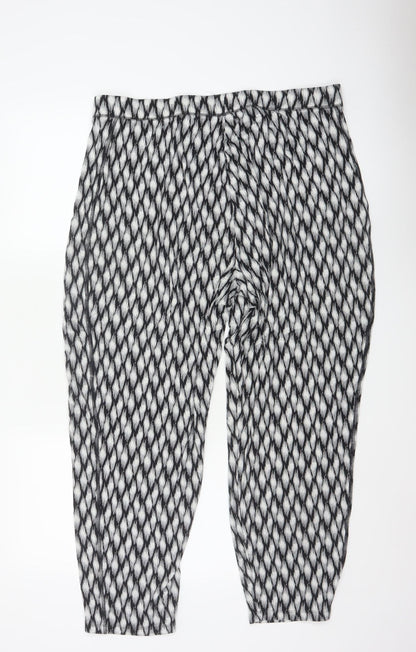 Marks and Spencer Womens Black Geometric Tapered Jersey Trousers Size 18