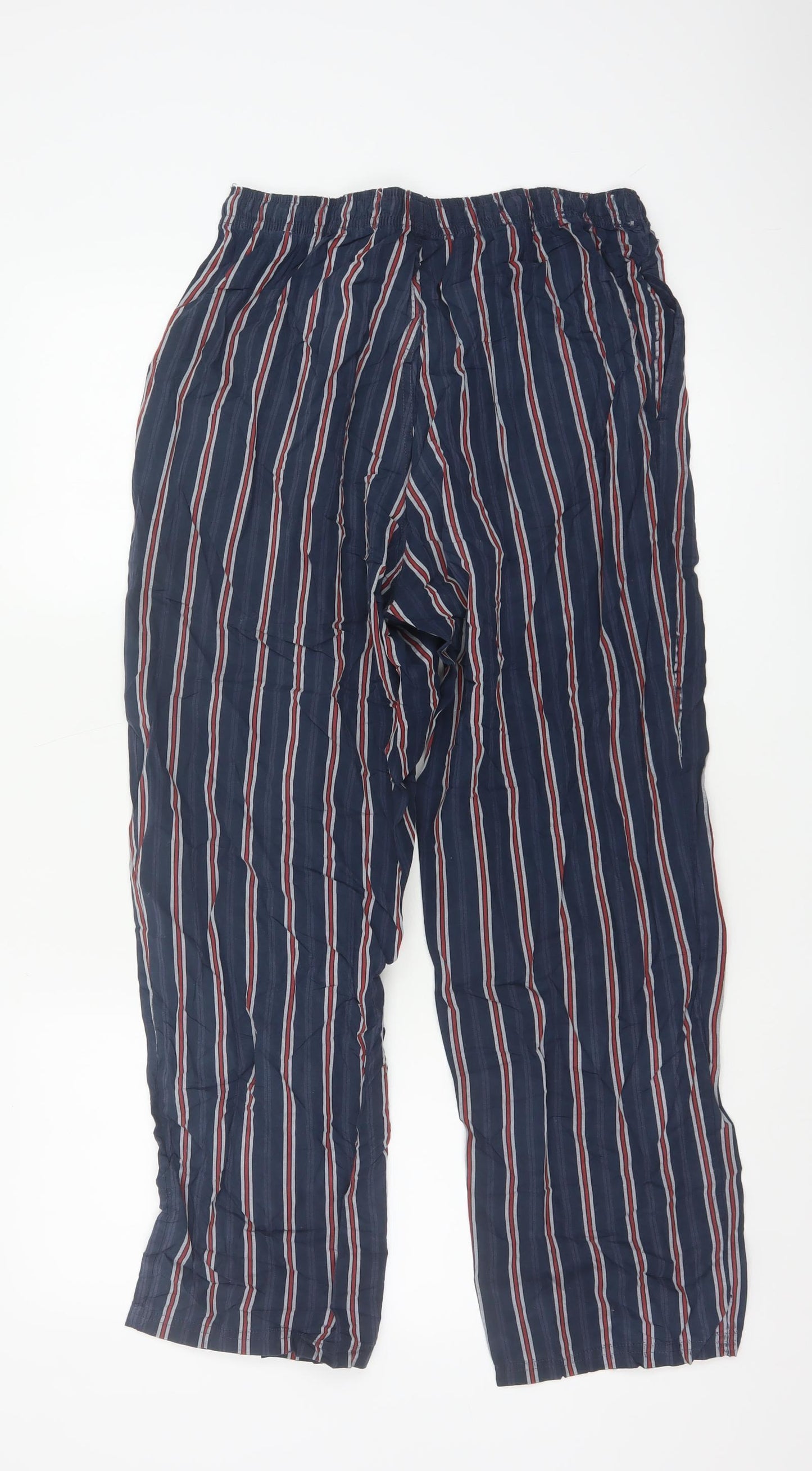 Marks and Spencer Men's Blue Striped Cotton Pyjama Pants M