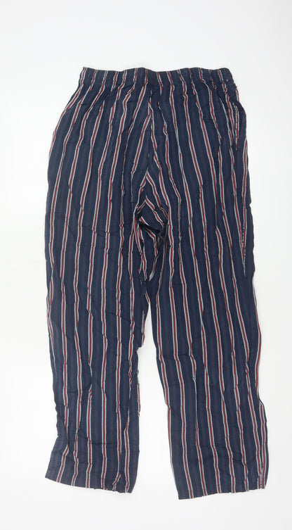 Marks and Spencer Men's Blue Striped Cotton Pyjama Pants M