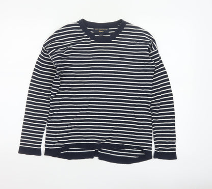Paul Costelloe Women's Blue Striped Cotton Cardigan UK 10