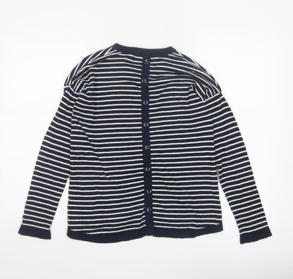 Paul Costelloe Women's Blue Striped Cotton Cardigan UK 10