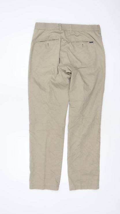 Marks and Spencer Men's Beige Chino Trousers 30W 31L Cotton Blend
