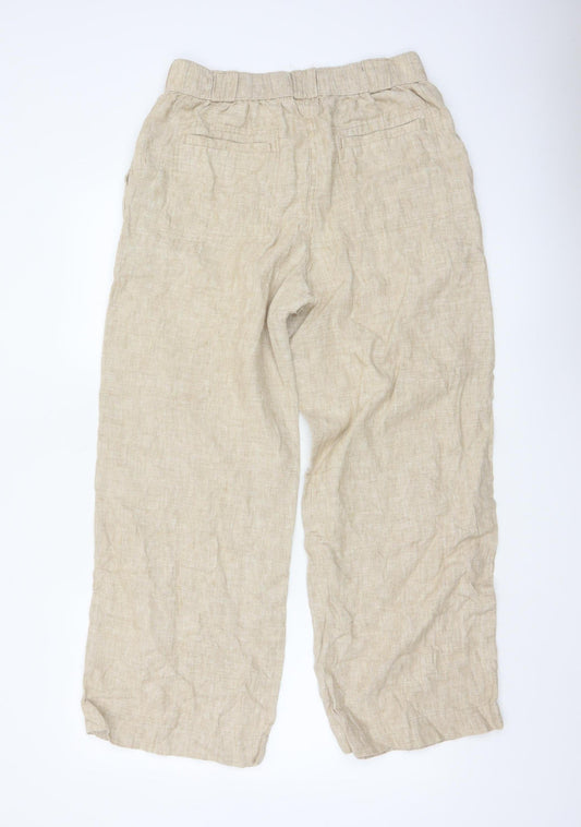 Marks and Spencer Women Beige Linen Wide-Leg Trousers Size 12