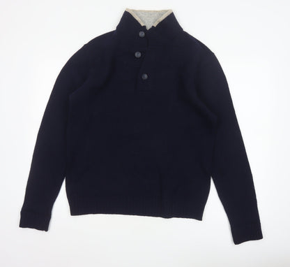 Monsoon Men's Blue Lambswool Henley Jumper Size M