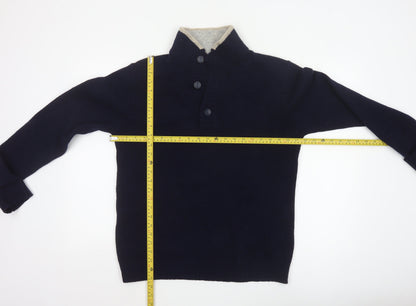Monsoon Men's Blue Lambswool Henley Jumper Size M