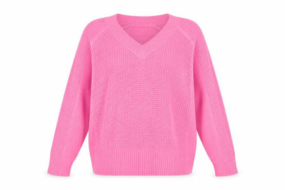 Next Women's Pink V-Neck Acrylic Knit Jumper Size 14