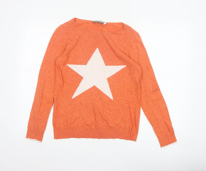 Mint Velvet Women's Orange Star Pullover Jumper Size 8
