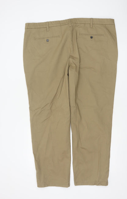 Marks and Spencer Men's Beige Regular Fit Chino Trousers 44x29