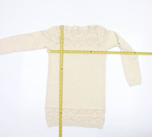 FatFace Women’s Beige Knit Pullover Jumper Size 10 Cotton Blend