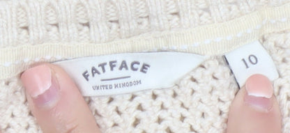 FatFace Women’s Beige Knit Pullover Jumper Size 10 Cotton Blend
