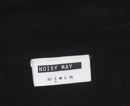 Noisy May Women's Black Crew Neck Knit Jumper Size S Relaxed Fit