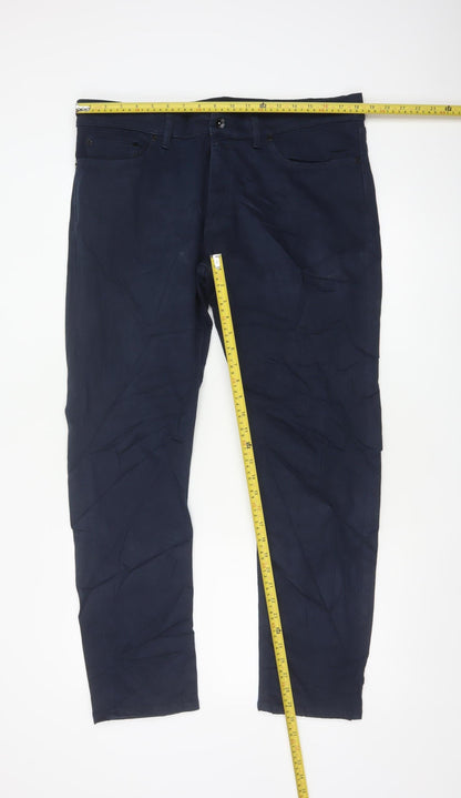 Marks and Spencer Men's Blue Slim Fit Chino Trousers 36/31