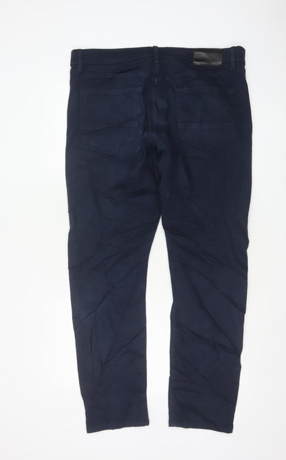 Marks and Spencer Men's Blue Slim Fit Chino Trousers 36/31