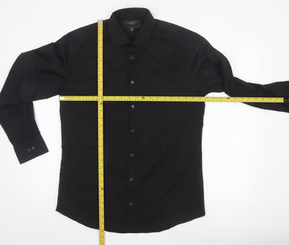 Marks and Spencer Men's Black Slim Fit Long Sleeve Button-Up Shirt 15.5in