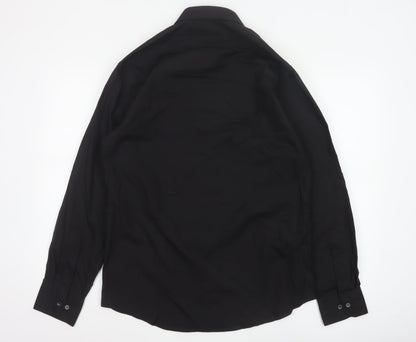 Marks and Spencer Men's Black Slim Fit Long Sleeve Button-Up Shirt 15.5in