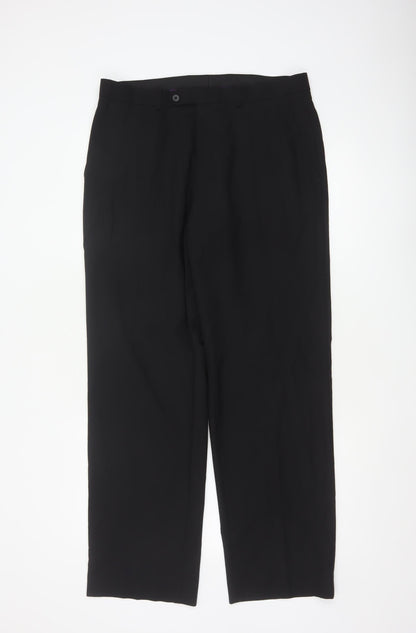 Taylor & Wright Men's Black Wool Blend Dress Trousers 34R