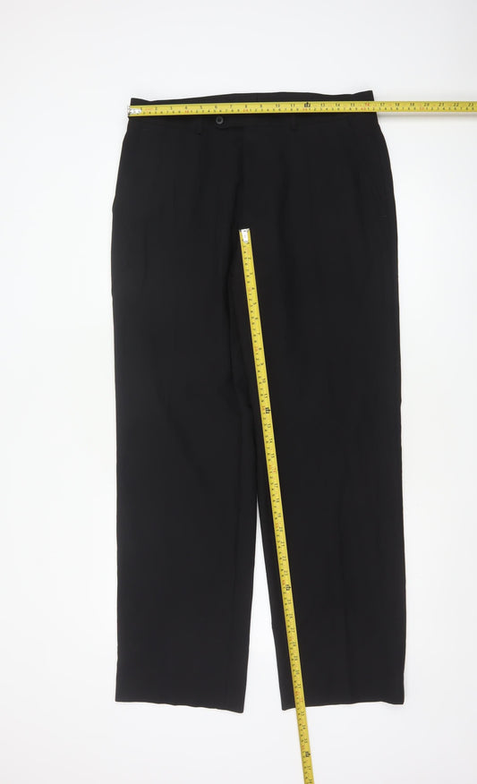 Taylor & Wright Men's Black Wool Blend Dress Trousers 34R