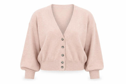 American Vintage Women Pink Wool Blend V-Neck Button Cardigan XS
