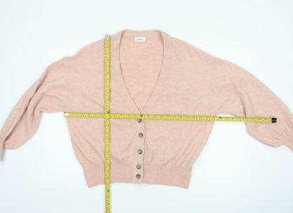 American Vintage Women Pink Wool Blend V-Neck Button Cardigan XS