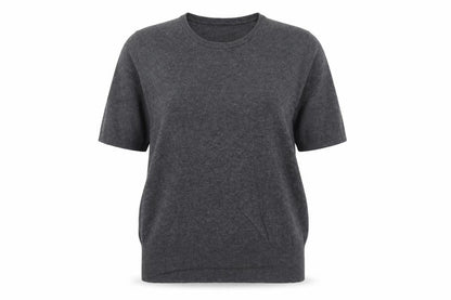 SET Women's Grey Short Sleeve Crew Neck Knit Jumper L