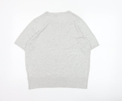 The Set Women Grey L Short Sleeve Knit Pullover Jumper
