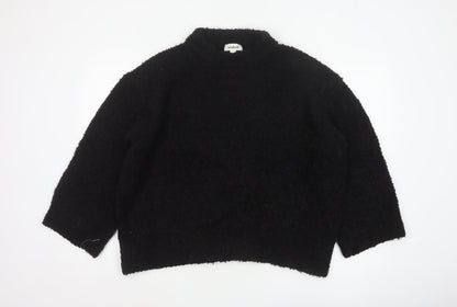 Soaked Women Black S Mock Neck Pullover Jumper Acrylic Wool Blend