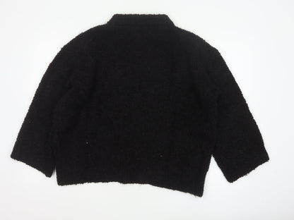 Soaked Women Black S Mock Neck Pullover Jumper Acrylic Wool Blend