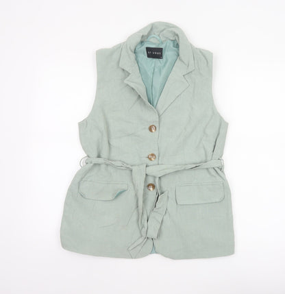 Et Vous Women Green Sleeveless Tunic Linen Blend Blouse Size 12