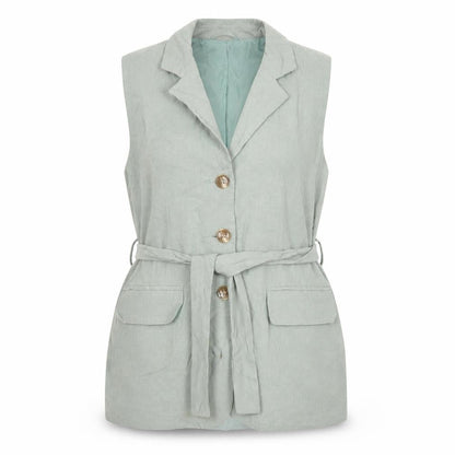 Et Vous Women Green Sleeveless Tunic Linen Blend Blouse Size 12