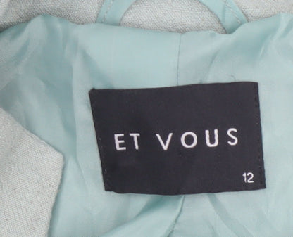 Et Vous Women Green Sleeveless Tunic Linen Blend Blouse Size 12